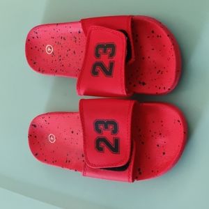 Walmart Boy Slides Sz 4 Red Velcro strap
